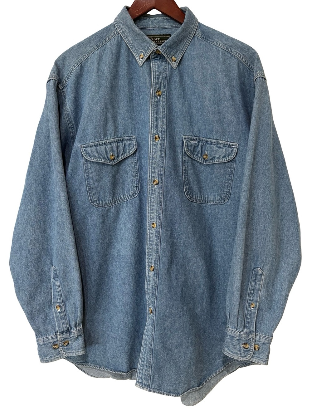 Croft & Barrow Vintage Denim Shirt LT Long Sleeve Button Down Americana Workwear